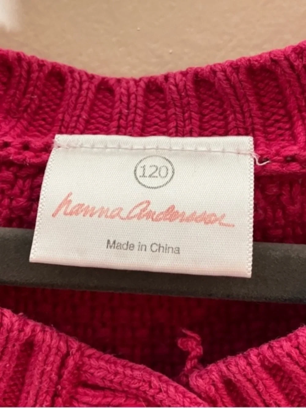 Hanna Andersson girls hot pink cable knit cardigan sweater 120 (6-7)